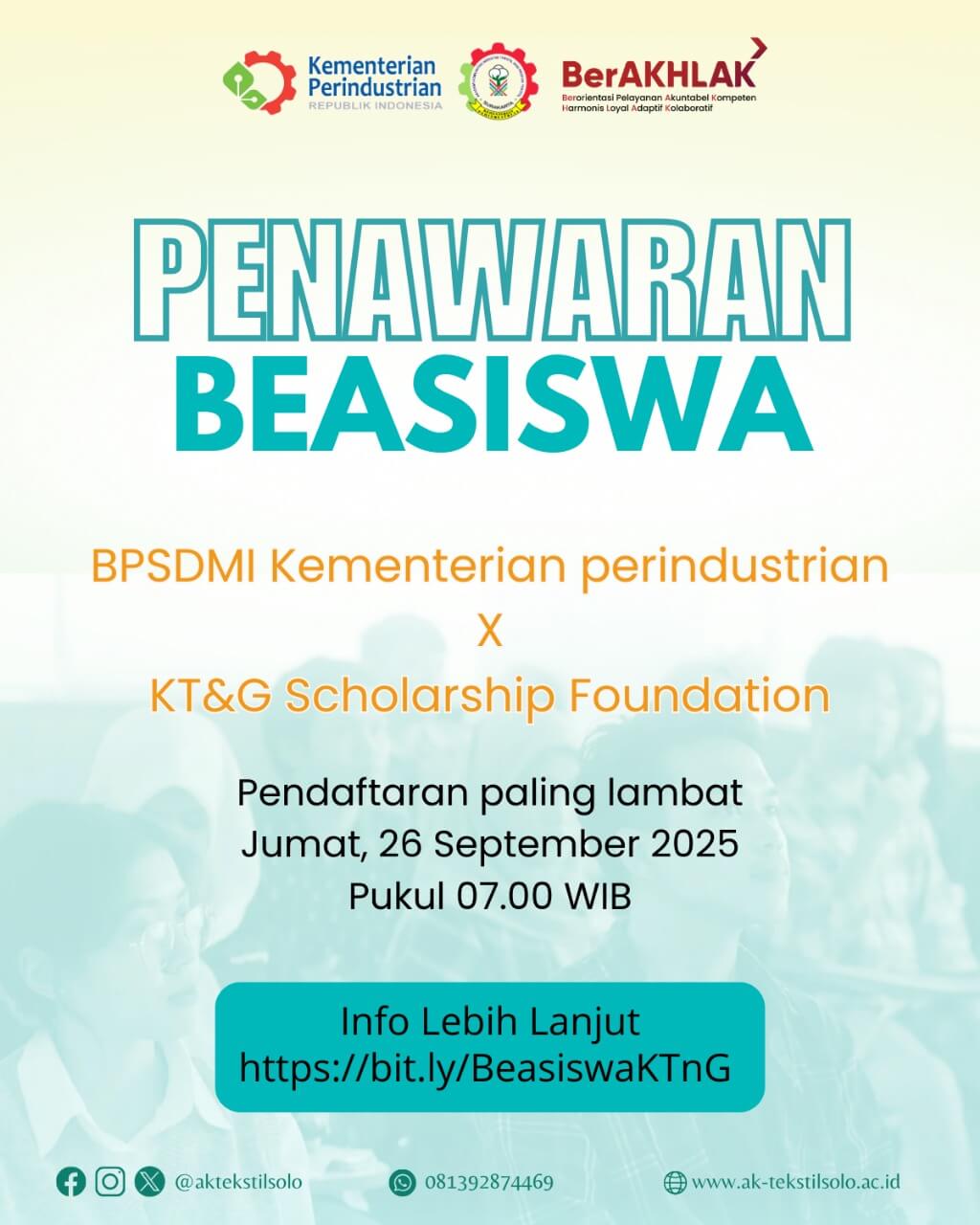 Pemberitahuan Beasiswa KT&amp;G Scholarship Foundation
