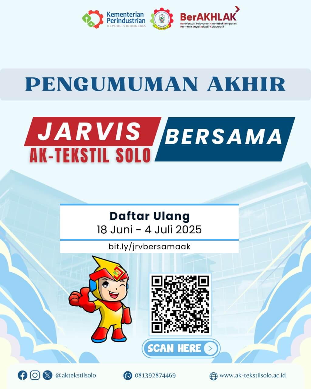 HASIL KELULUSAN PENERIMAAN MAHASISWA BARU JARVIS BERSAMA AK-TEKSTIL SOLO TAHUN AKADEMIK 2025/2026