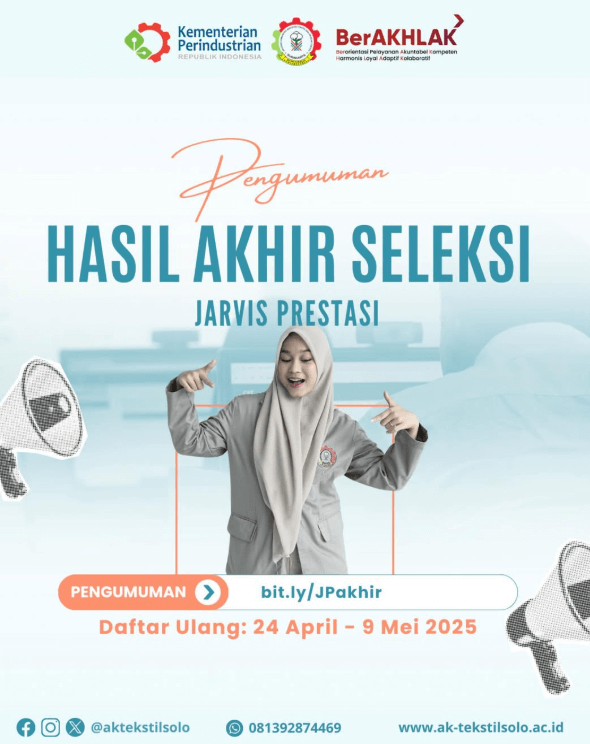 HASIL KELULUSAN PENERIMAAN MAHASISWA BARU JARVIS PRESTASI AK-TEKSTIL SOLO TAHUN AKADEMIK 2025/2026