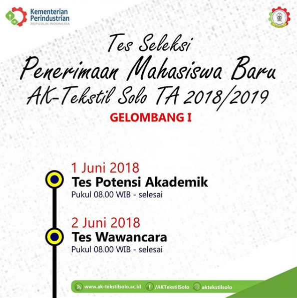 JADWAL TES PMB TA 2018/2019 GELOMBANG 1
