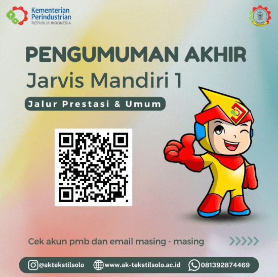 PENGUMUMAN HASIL SELEKSI JARVIS PRESTASI DAN JARVIS MANDIRI 1 AK-TEKSTIL SOLO TAHUN 2023/2024