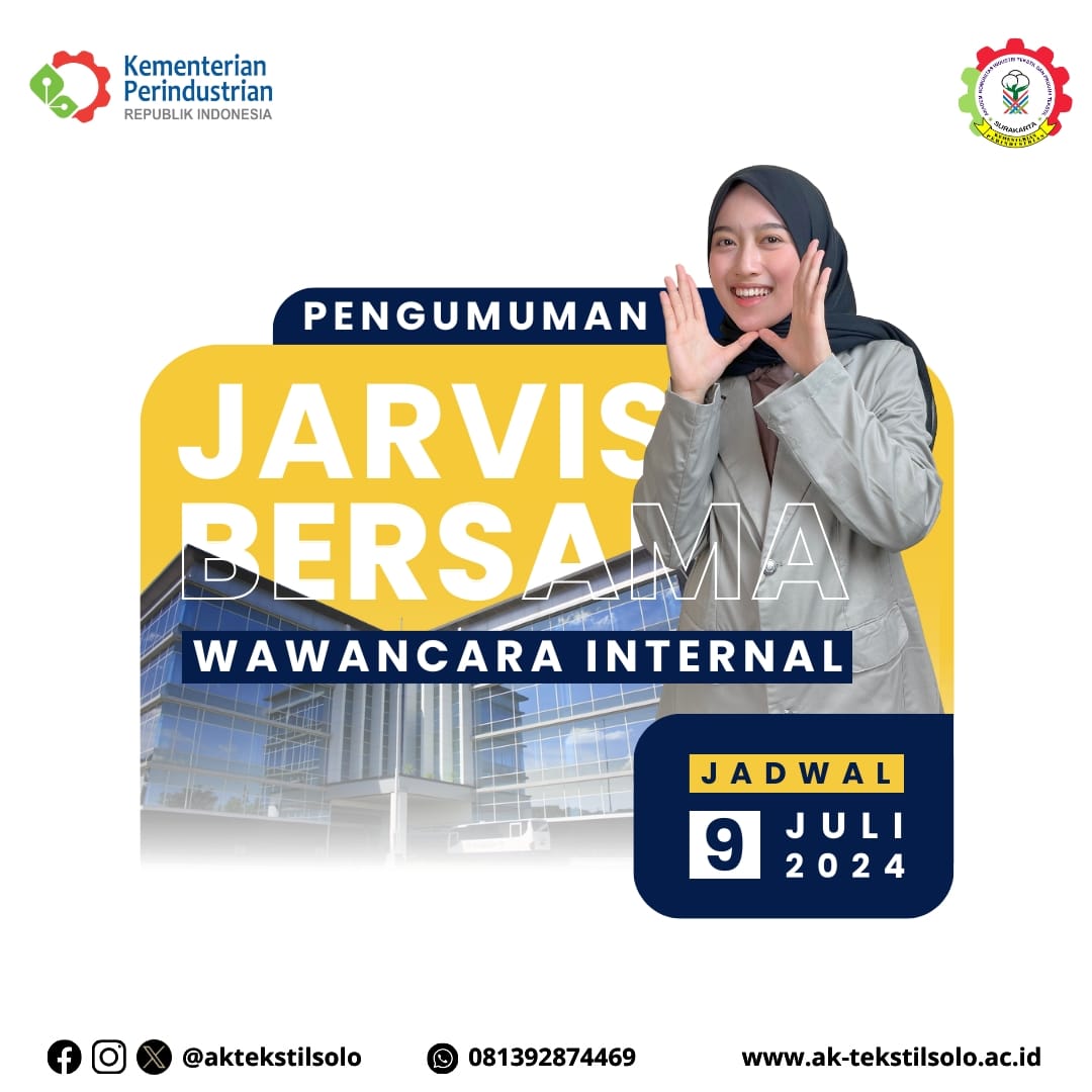 PENGUMUMAN HASIL SELEKSI PMB JALUR JARVIS BERSAMA AK-TEKSTIL SOLO TAHUN 2024/2025