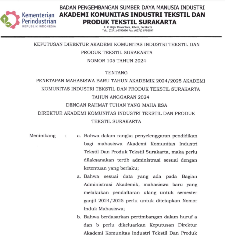 Pembagian NIM dan Akun SIAKAD Mahasiswa/i Baru Angkatan 2024