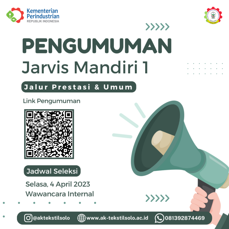 PENGUMUMAN JADWAL WAWANCARA INTERNAL SELEKSI PMB JARVIS PRESTASI DAN JALUR JARVIS MANDIRI I AK-TEKSTIL SOLO TAHUN 2023/2024