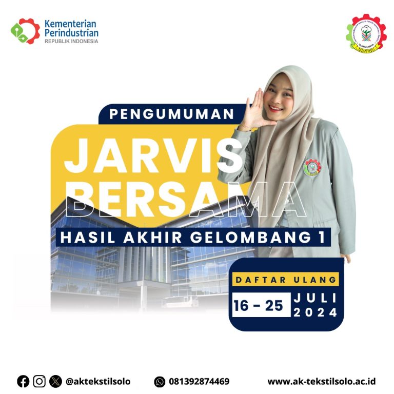 Pengumuman Daftar Ulang PMB Jalur Jarvis Bersama AK-Tekstil Solo Tahun 2024